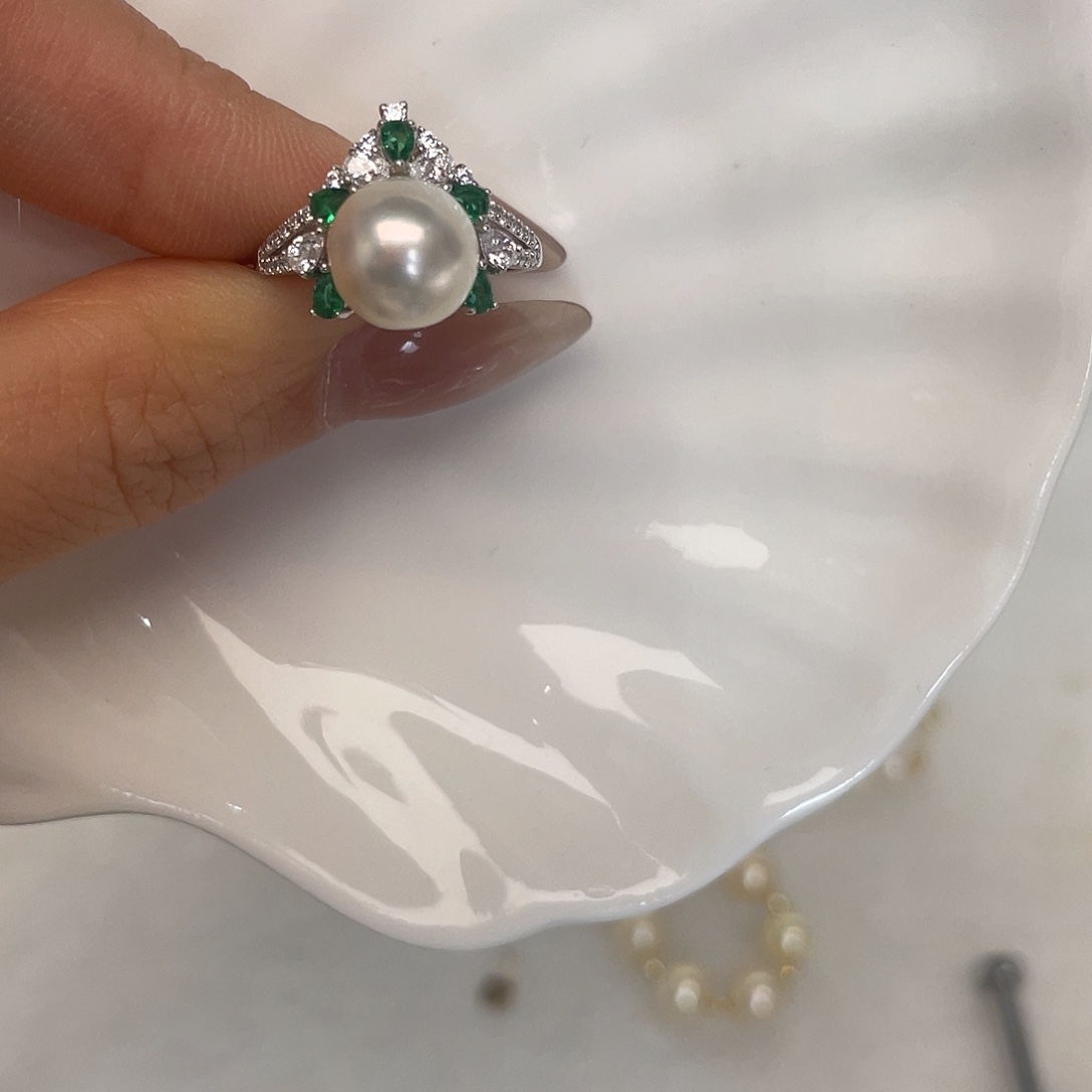海水珍珠银S925镶嵌戒指