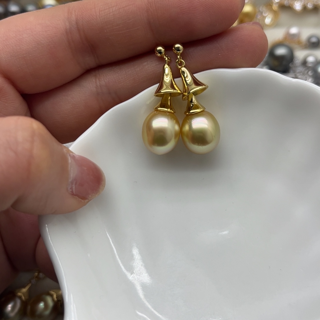 银S925镶嵌耳饰海水珍珠