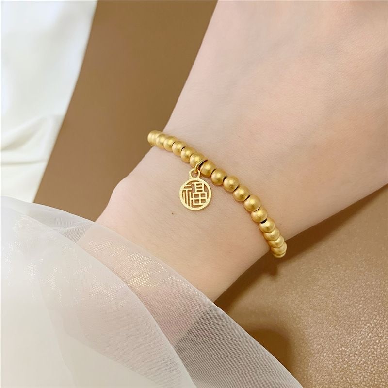 铜合金手链 卓蒂菲福牌手链女士保色时尚圆珠串珠转好运手环