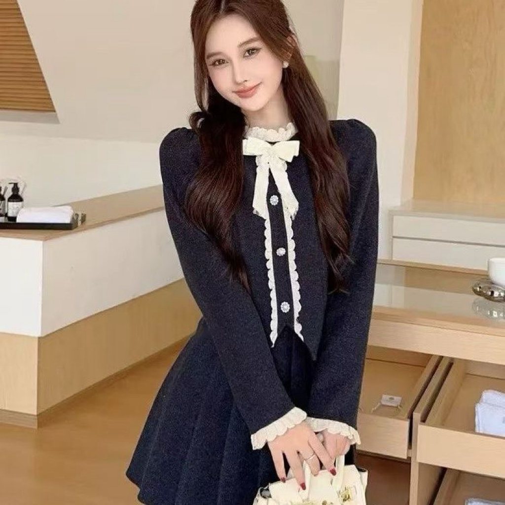 大码胖MM秋冬新款小香风名媛气质小个子短款连衣裙女装高级感甜美