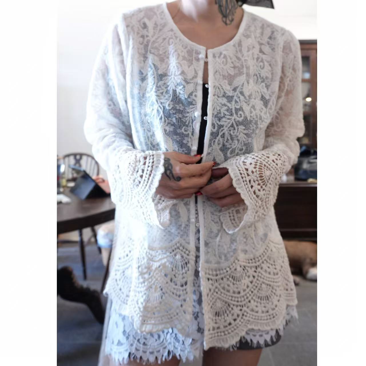 A5311开衫蕾丝衫杏色均码