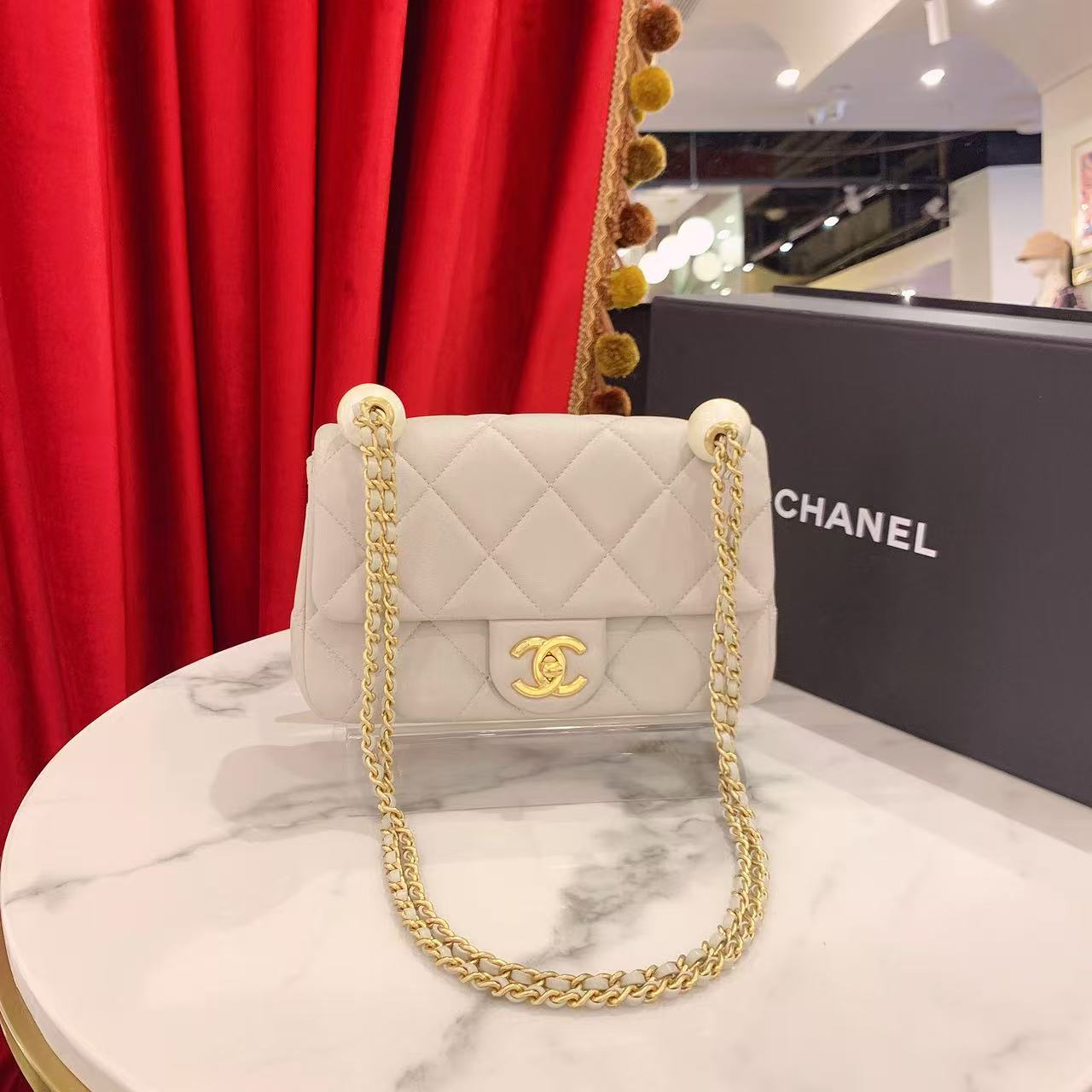 95新 Chanel/香奈儿 GGS丨24s珍珠汤圆cf大mini灰金芯片/31885867