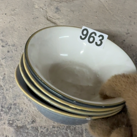 泥塑磁州窑出口尾货碗 4只微瑕品
