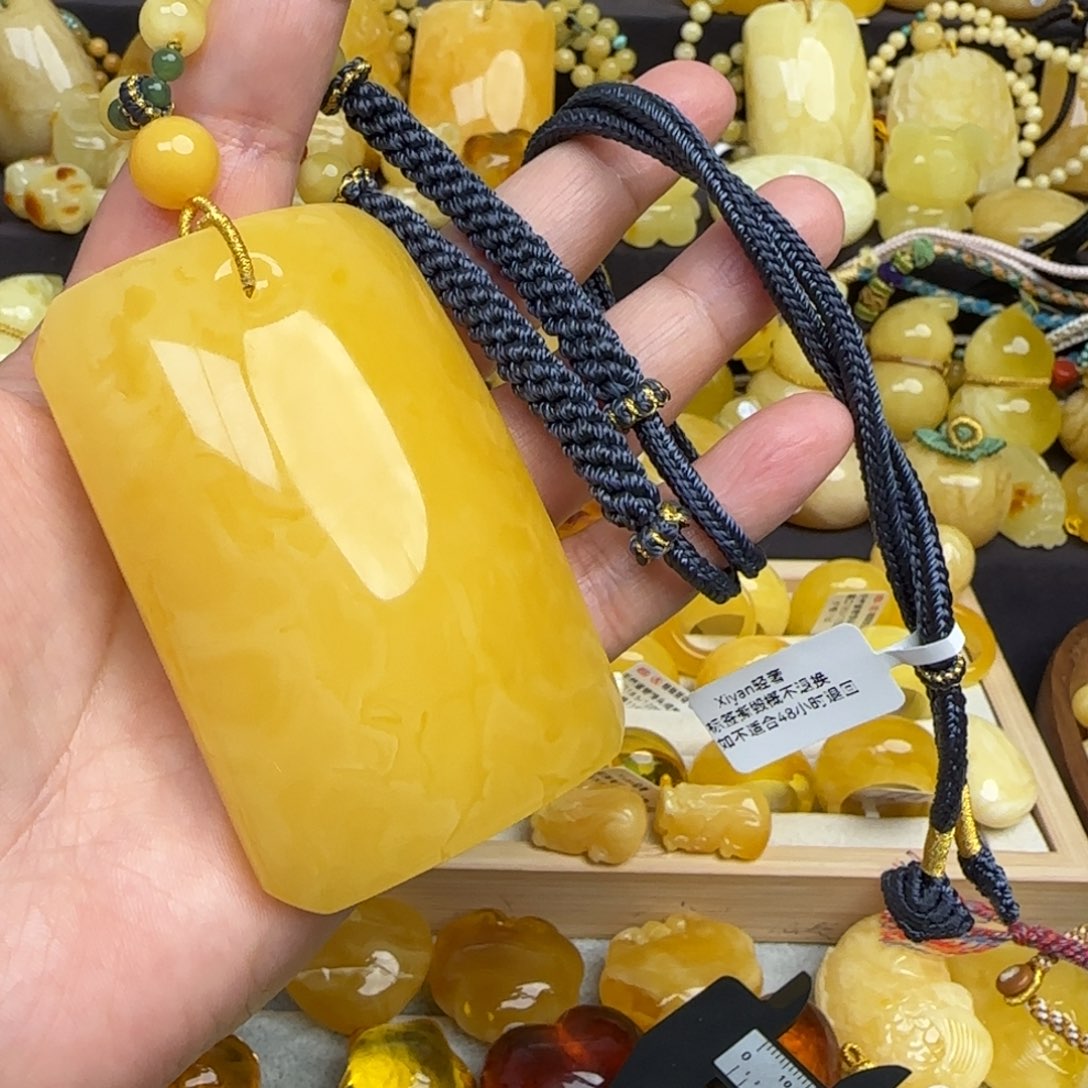 蜜蜡项圈未镶嵌大**长蜜蜡无事牌