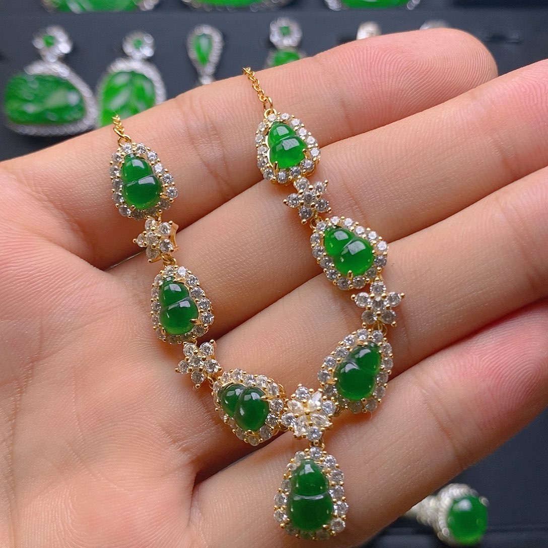 翡翠银S925镶嵌项链项链