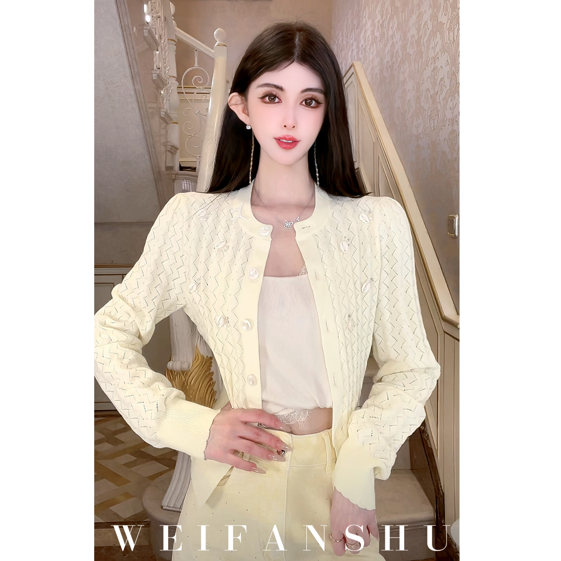 WEIFANSHU/魏凡舒【逛街vlog】早春新款嫩妹薄款时尚开衫百搭小上衣
