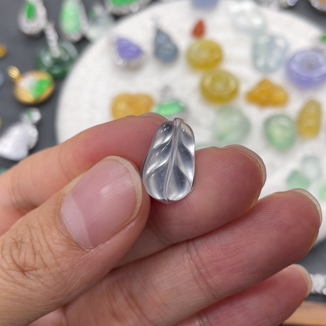 定制翡翠未镶嵌玻璃叶子