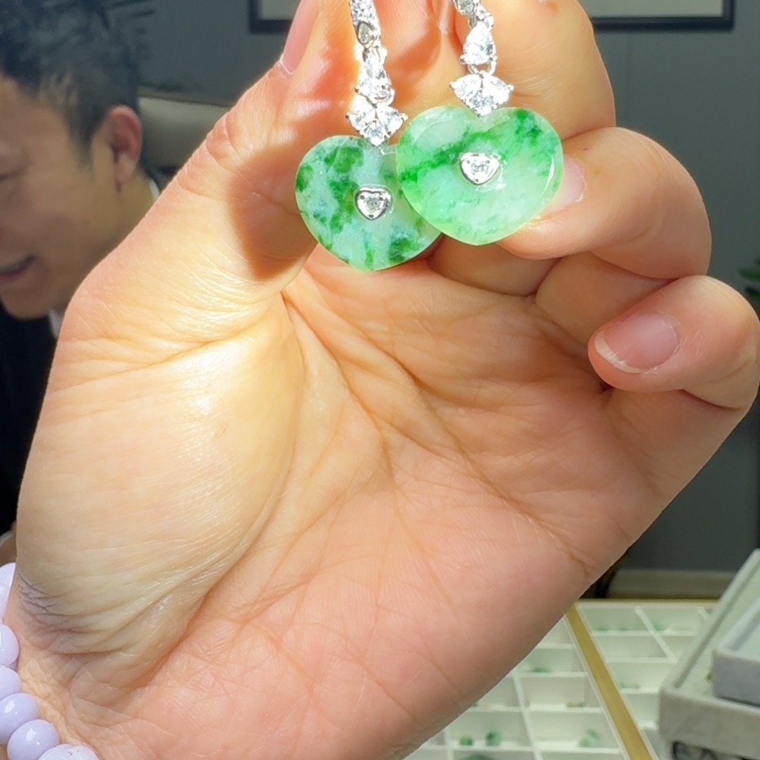 翡翠银S925镶嵌耳饰多样性发货其一