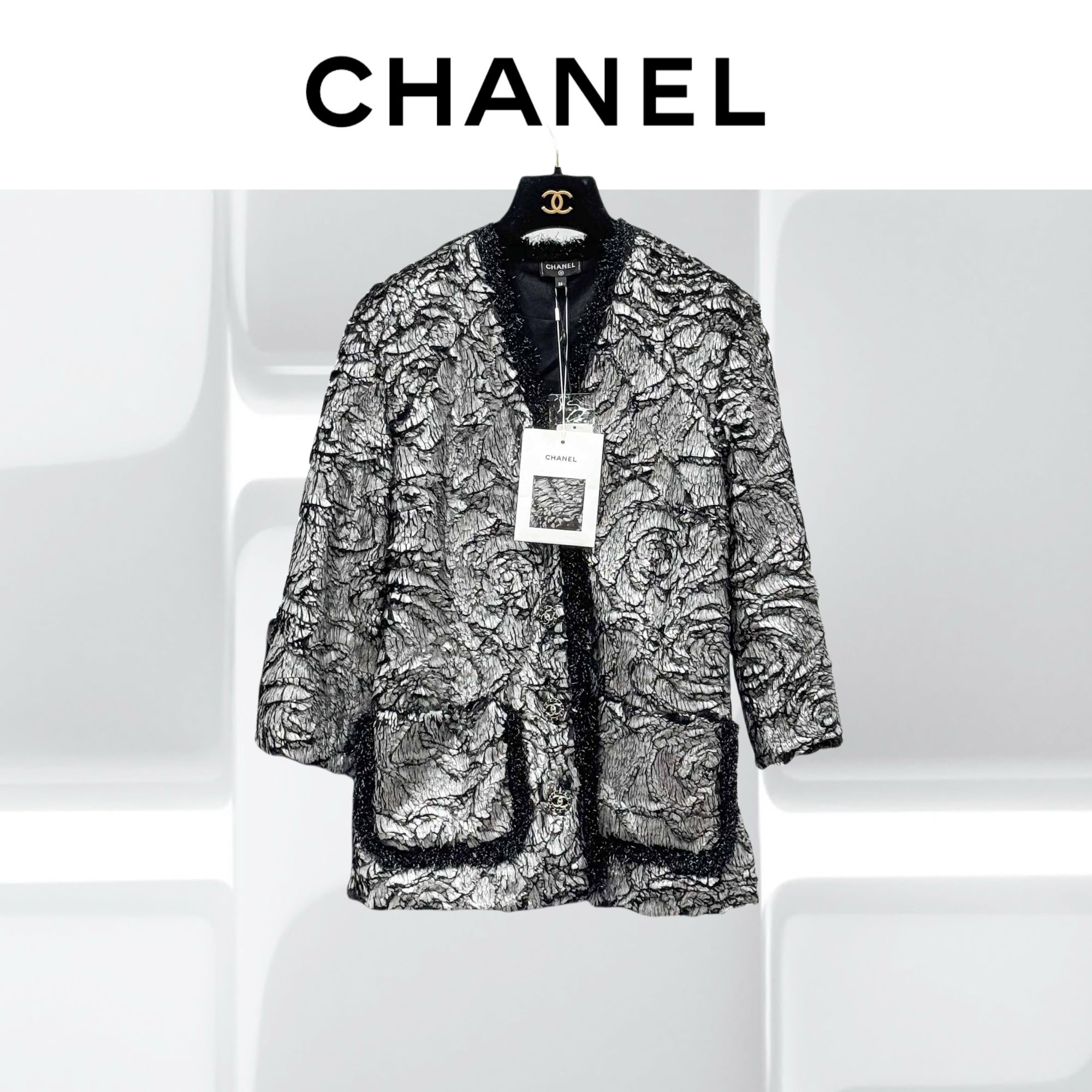 99新 Chanel/香奈儿 36码森林系列重工图层山茶花外套