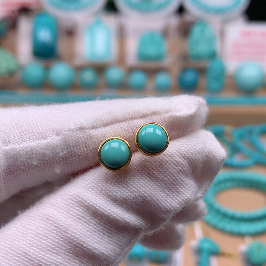 绿松石银S925镀金镶嵌珠宝奇石