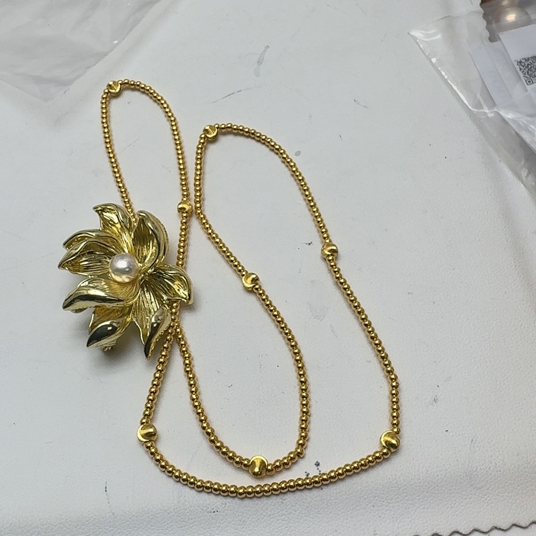 颈饰淡水珍珠足金镶嵌