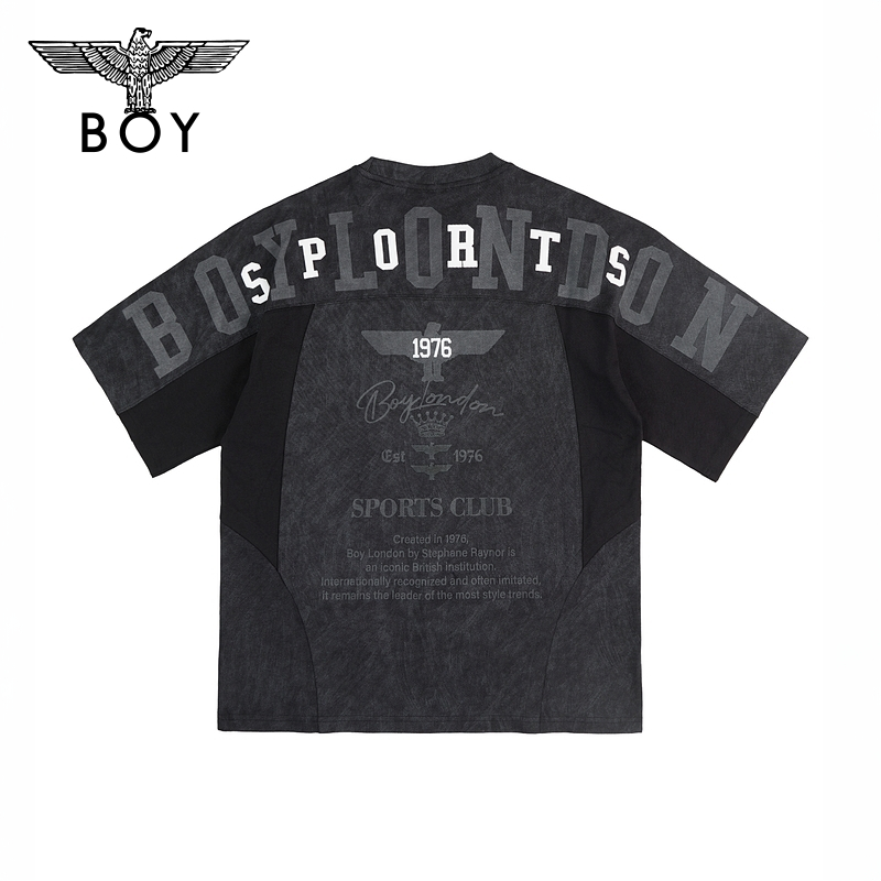 BOYLONDON25新款夏季男款印花户外朋克宽松时尚潮牌短袖T恤M01211