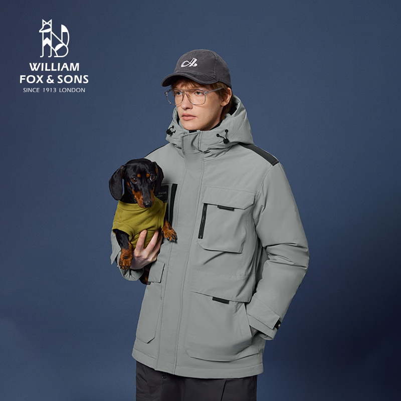 【直播间专属】英国小狐狸25冬季高密度户外中长款加厚连帽羽绒服