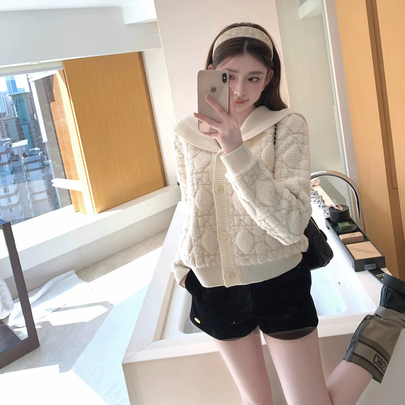 海军甜妹·早春白富美保暖不失美貌德国stoll精密织羊毛混纺开衫