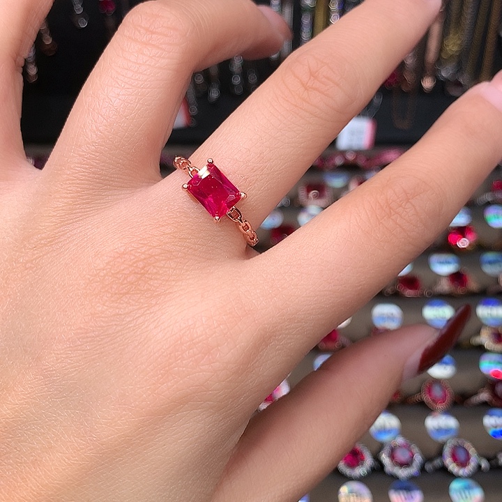 红宝石戒指银S925镶嵌1