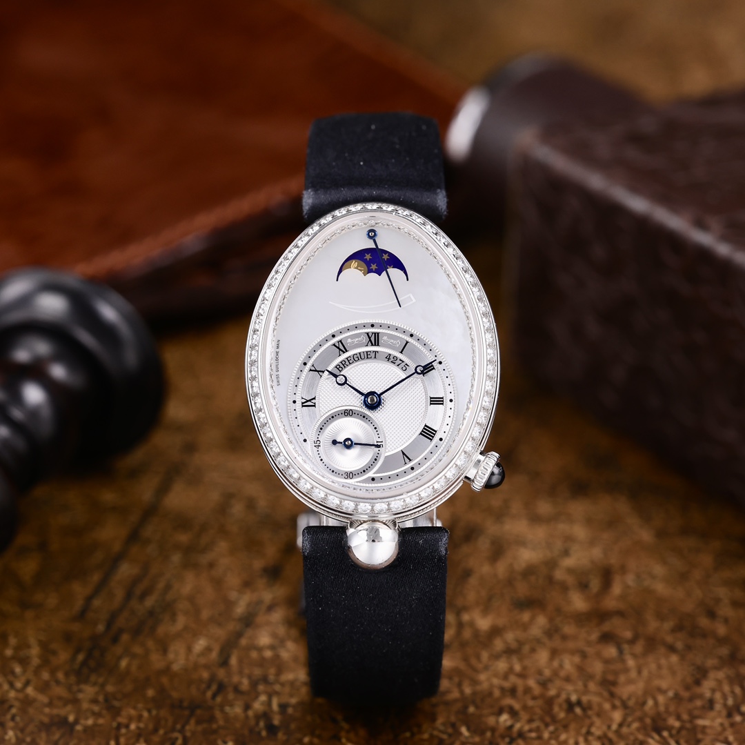 95新 BREGUET/宝玑 8908bb 白金 原装钻石镶嵌 月相 单表