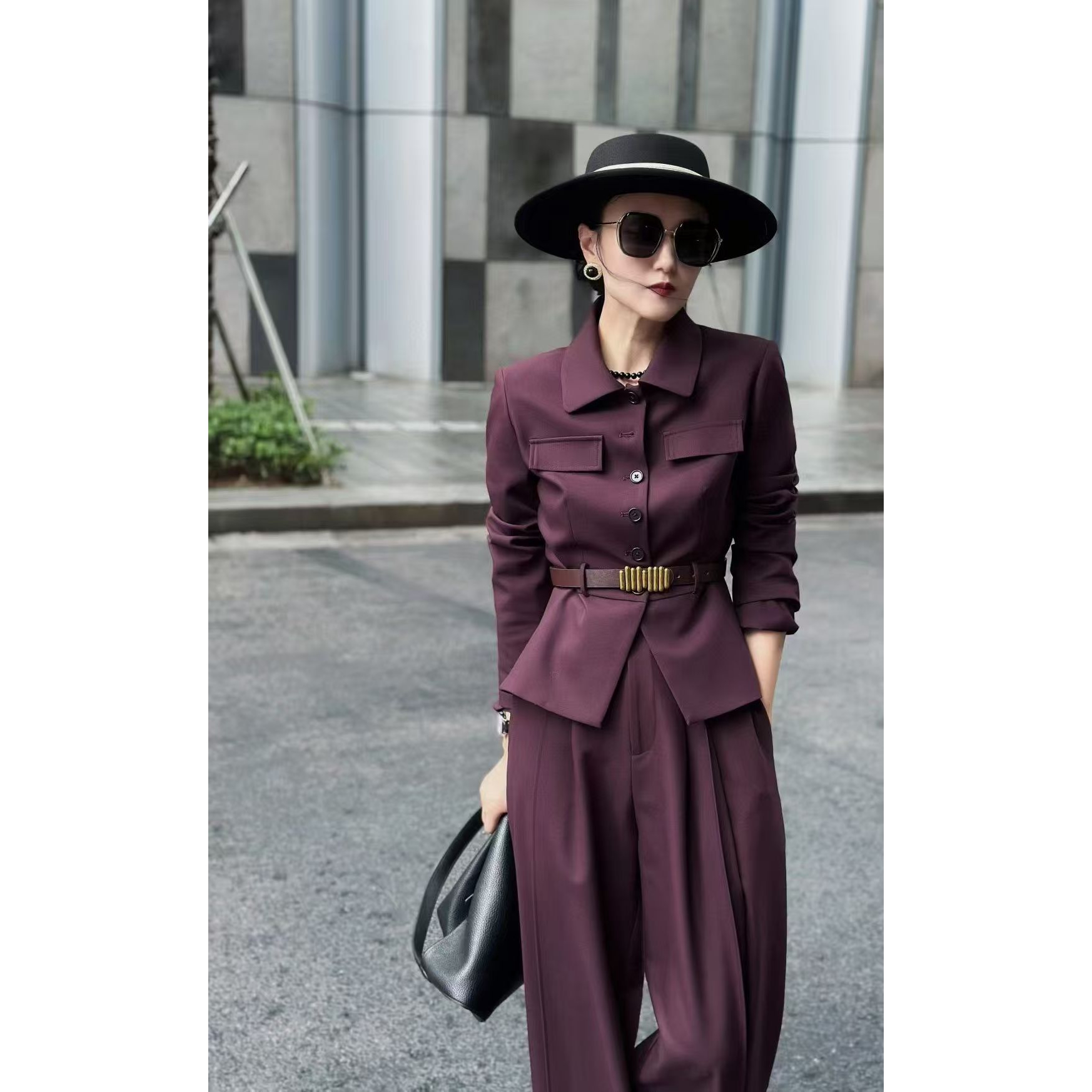 1101新款老钱风西装套装女气质通勤收腰两件套高级感