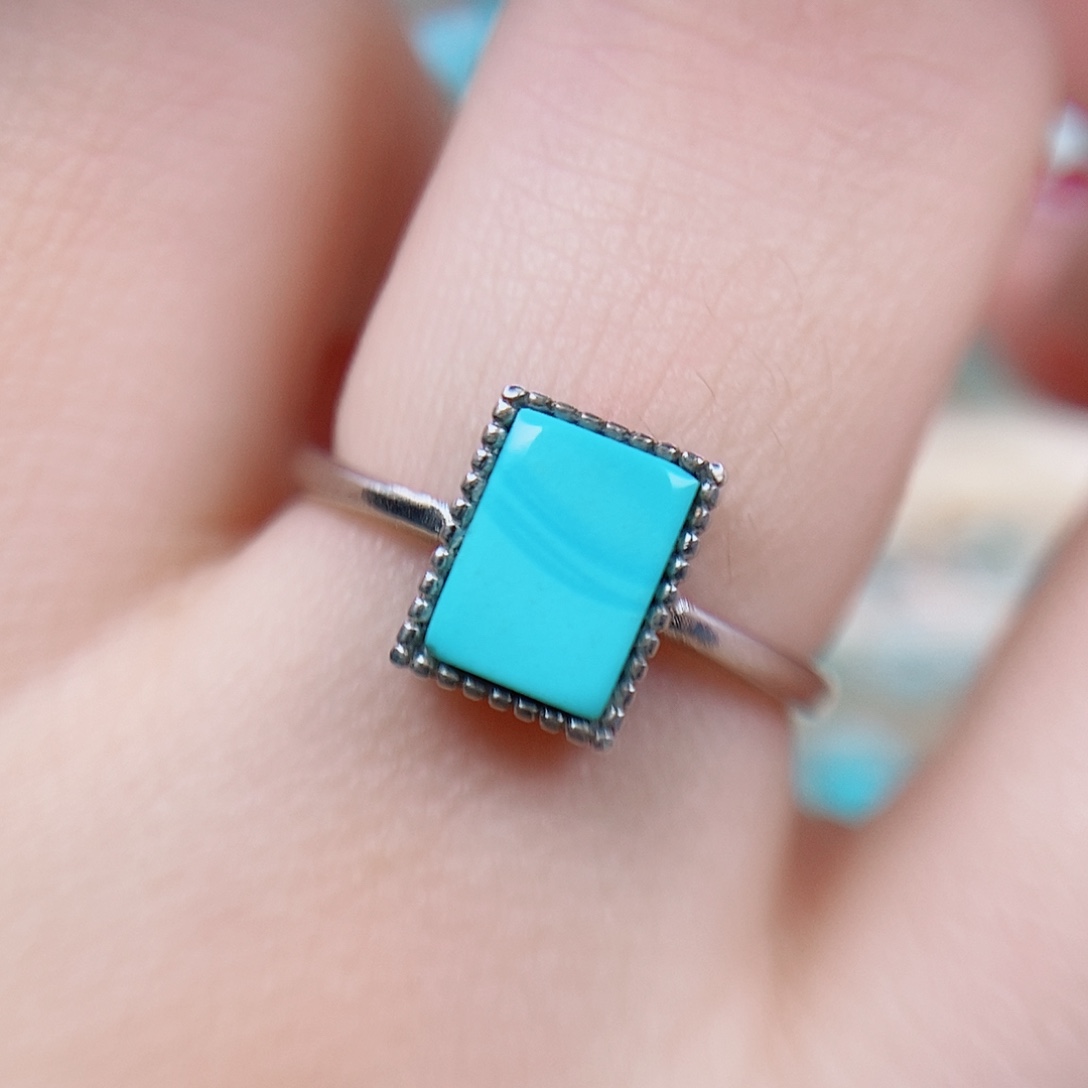 绿松石戒指银S925镶嵌