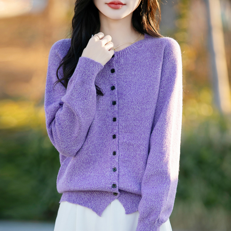 温柔美腻~女士一线成衣三股纱加厚亲肤绒针织开衫