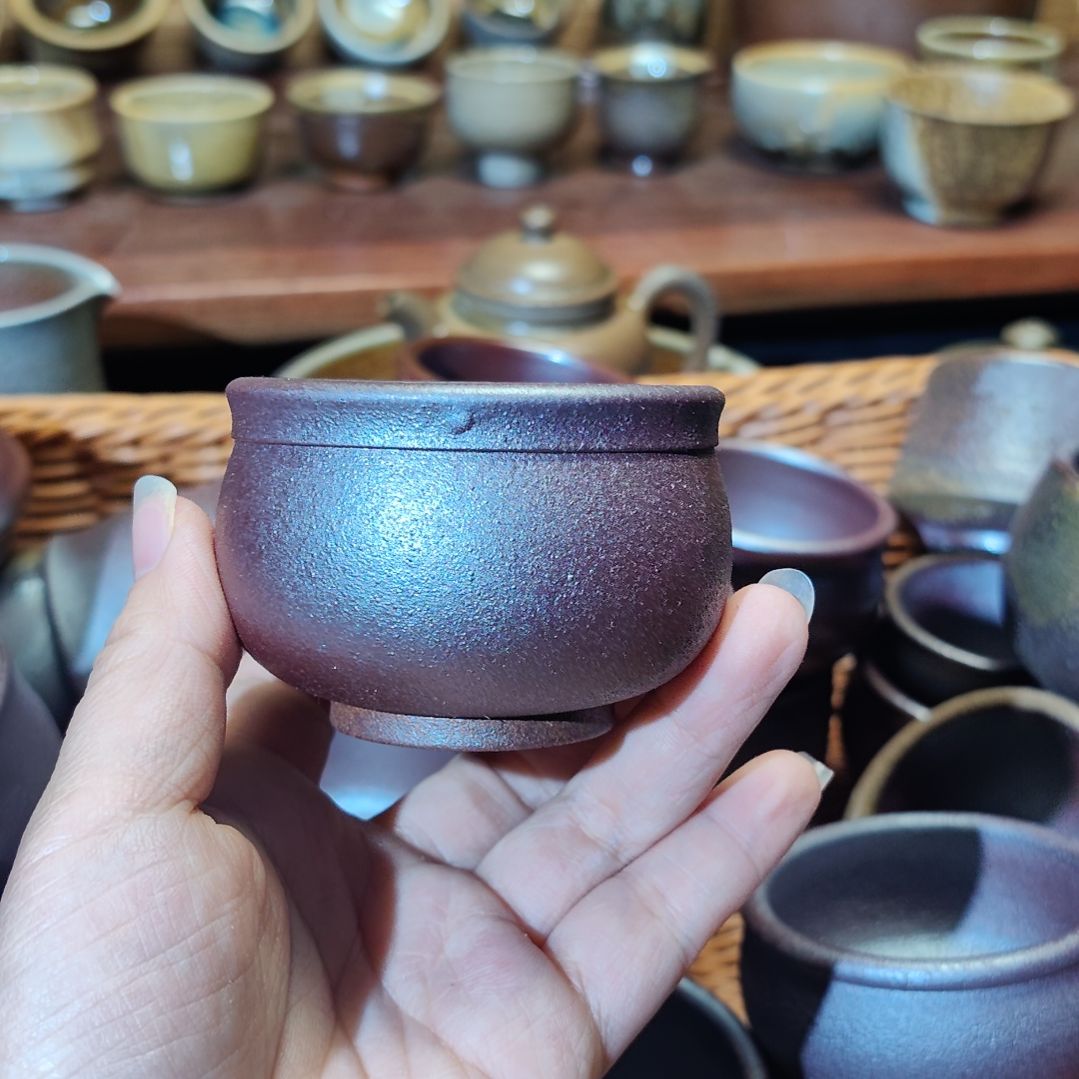 虫*建水紫泥柴烧微瑕主人杯