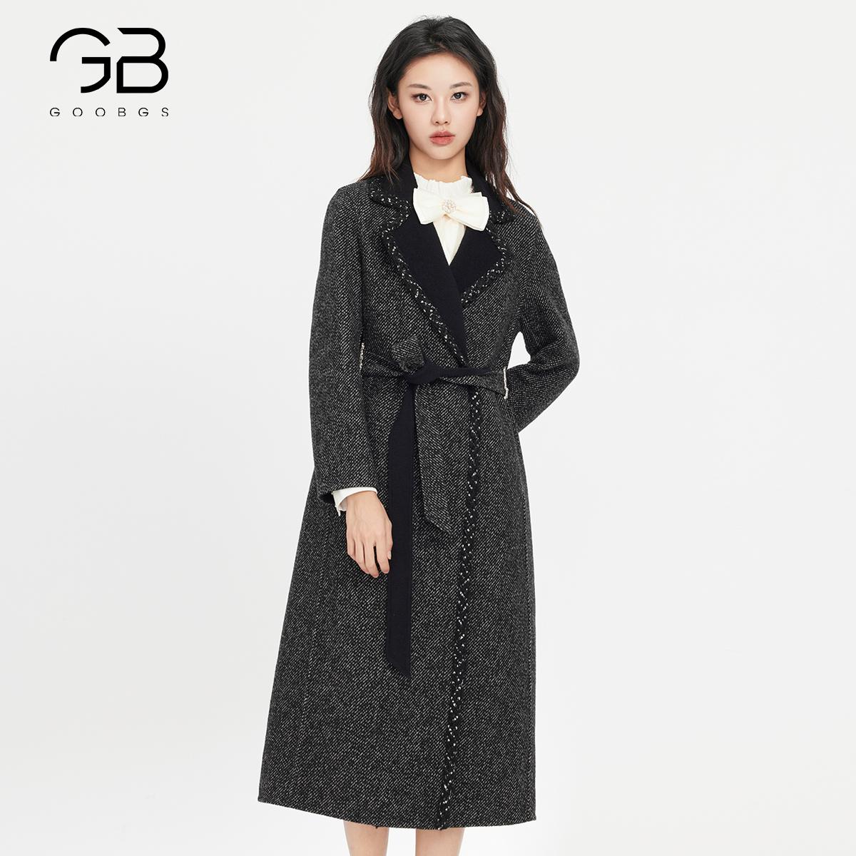 【谷邦L+】长款双面呢大衣女2024冬季新款西G3485064