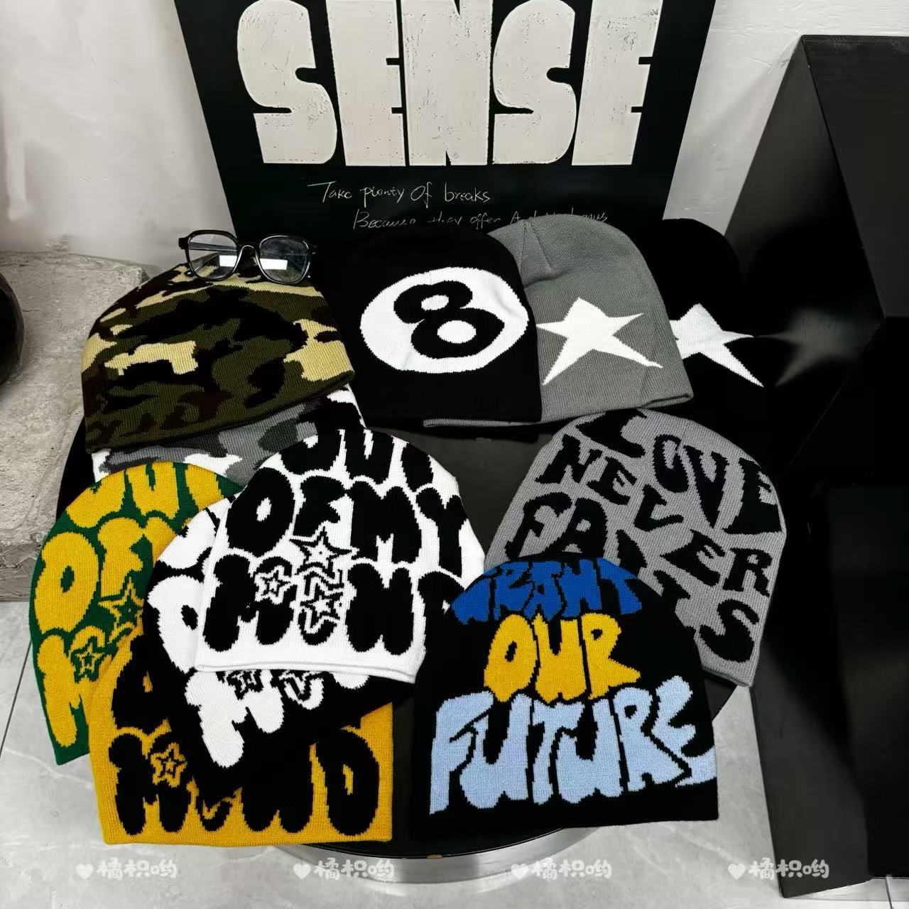 【橘枳哟】街头潮酷冷帽毛线帽