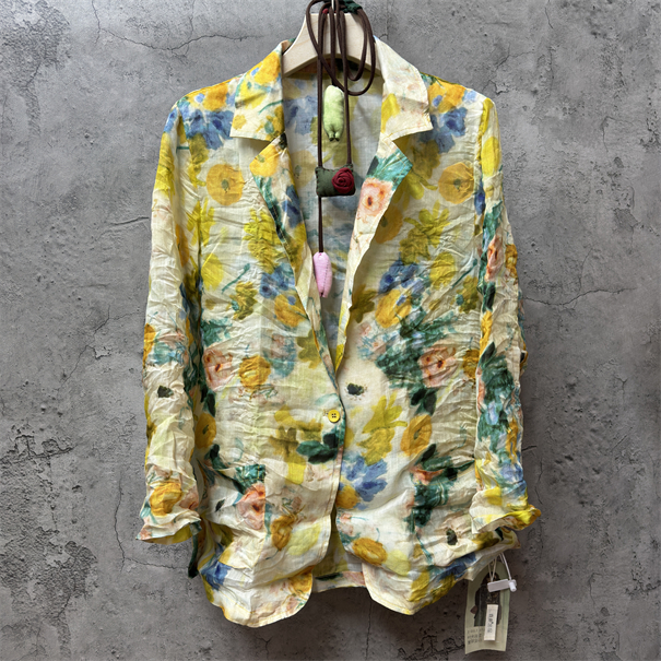 小九 原创苎麻双口袋休闲时尚气质西装外套    衣长67胸围116左右