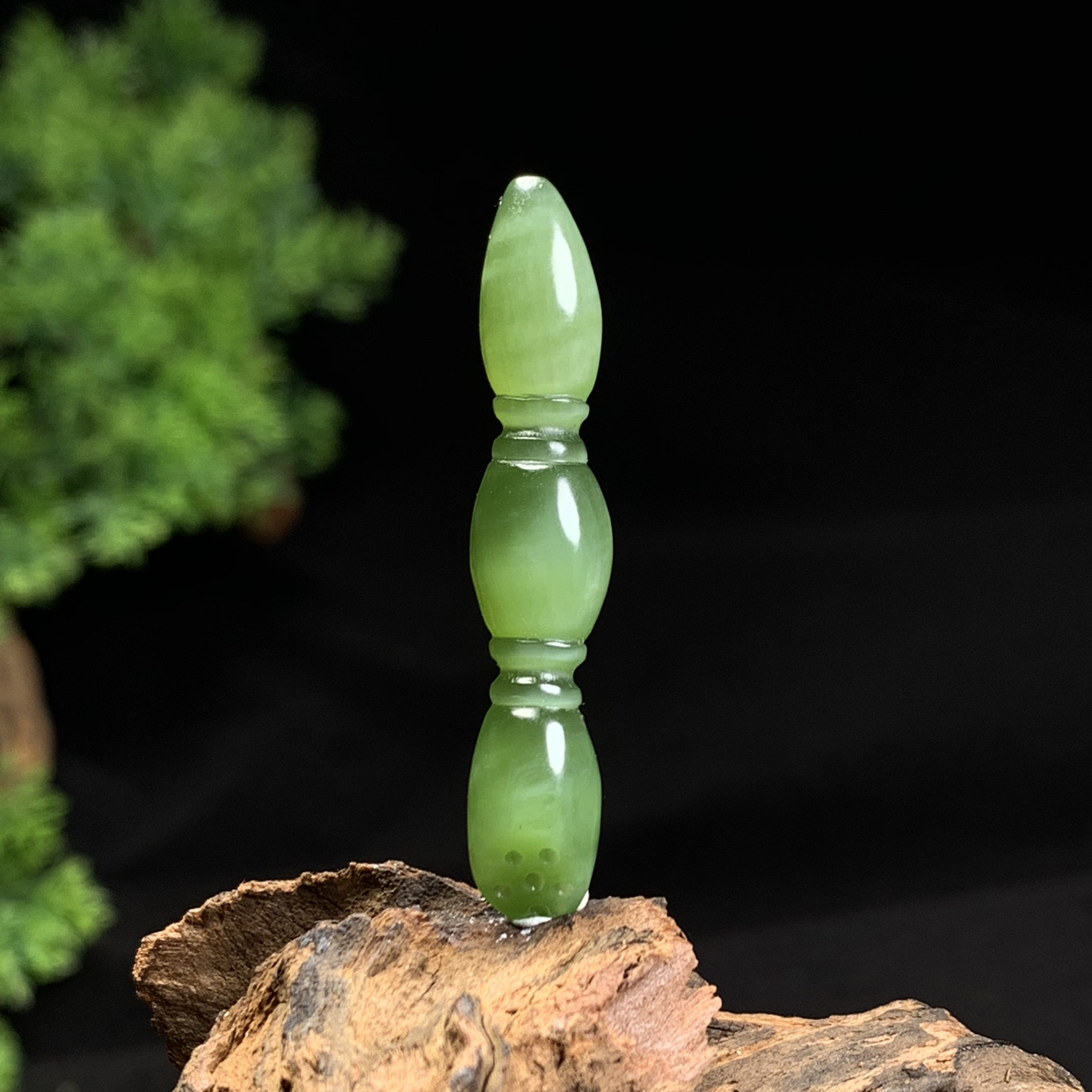 天然和田玉碧玉猫眼藕节吊坠尺寸45*9*9重量5克