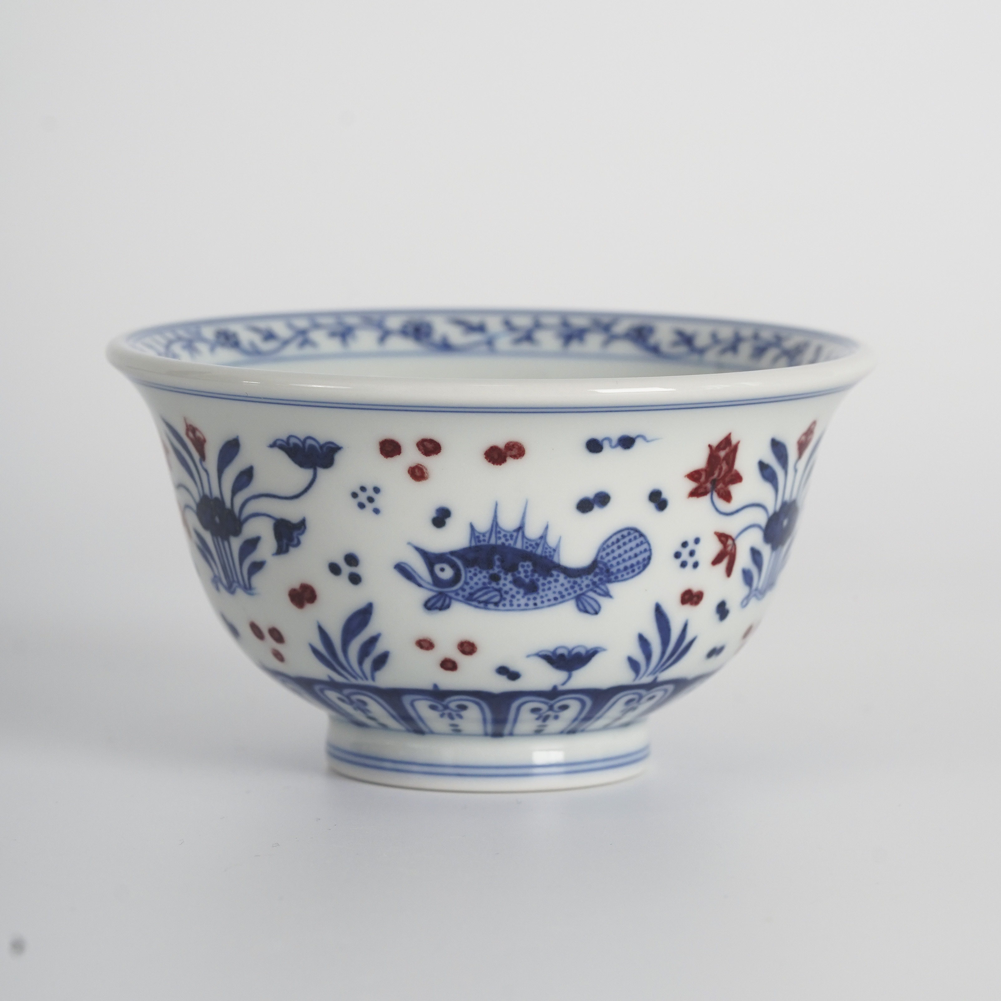 片云晚谷釉里红鱼藻大压手