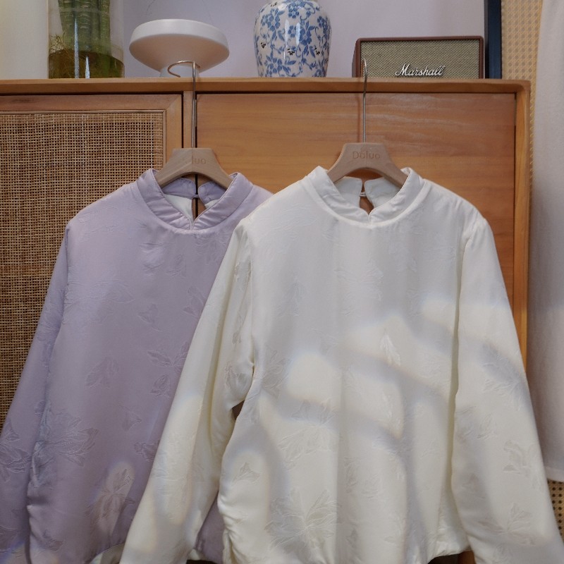 满分桑蚕丝保暖神器袖立领套头蚕丝棉打底百搭国风棉袄