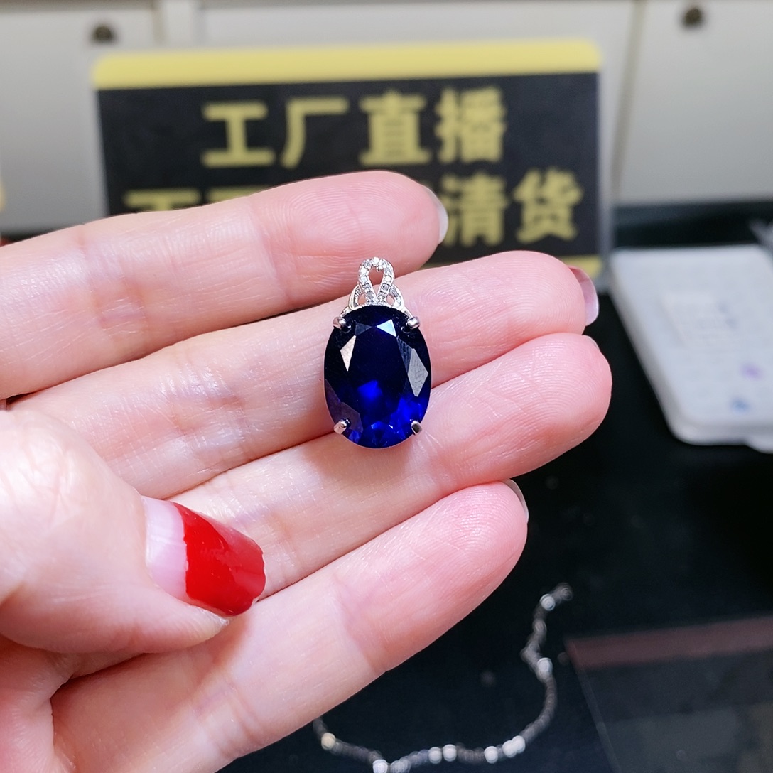 蓝宝石戒指银S925镶嵌