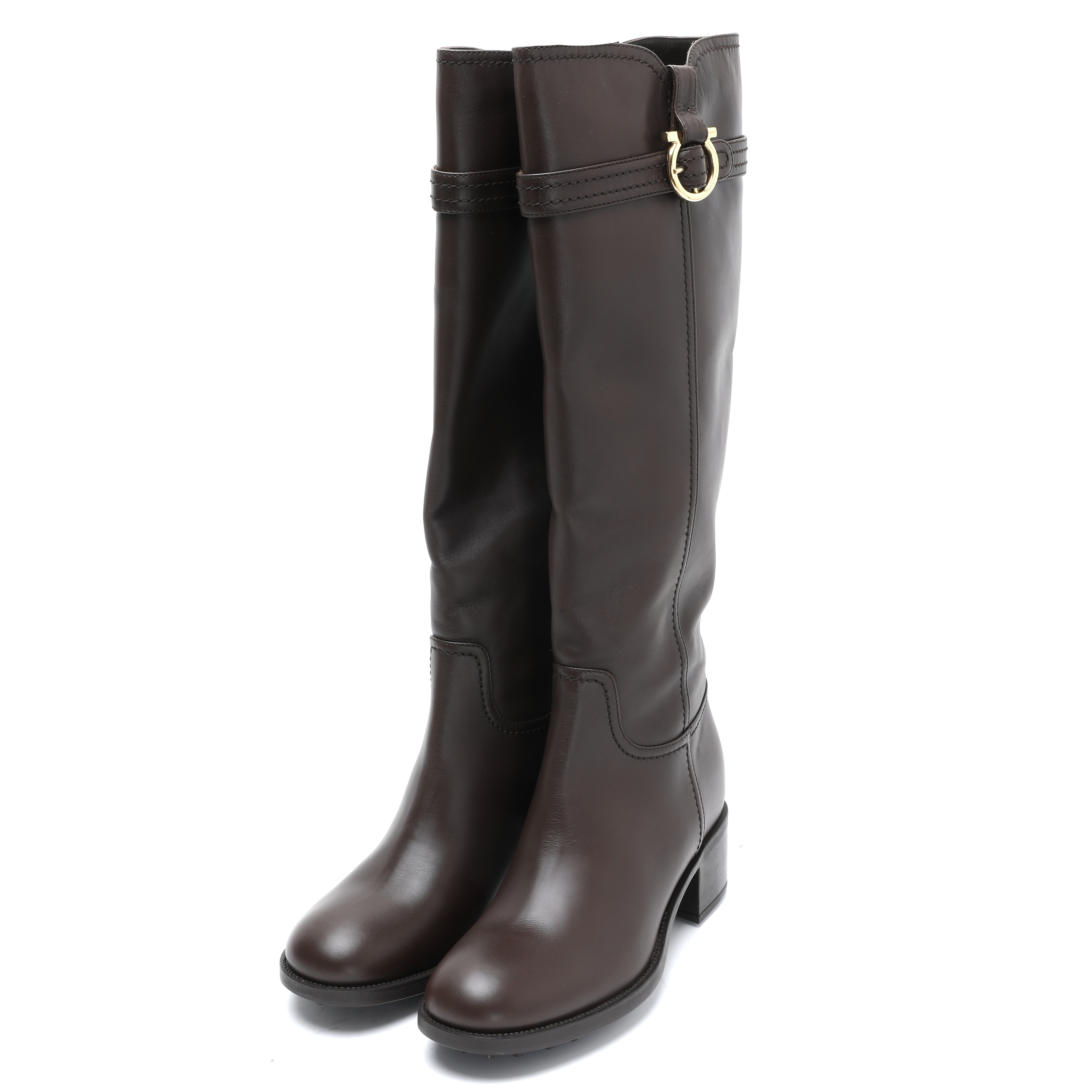 FERRAGAMO/菲拉格慕女士真皮粗跟时装高筒靴R0BESPIERR0553103