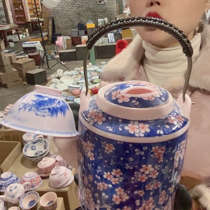 摆件陶景德镇高温瓷壶加杯子