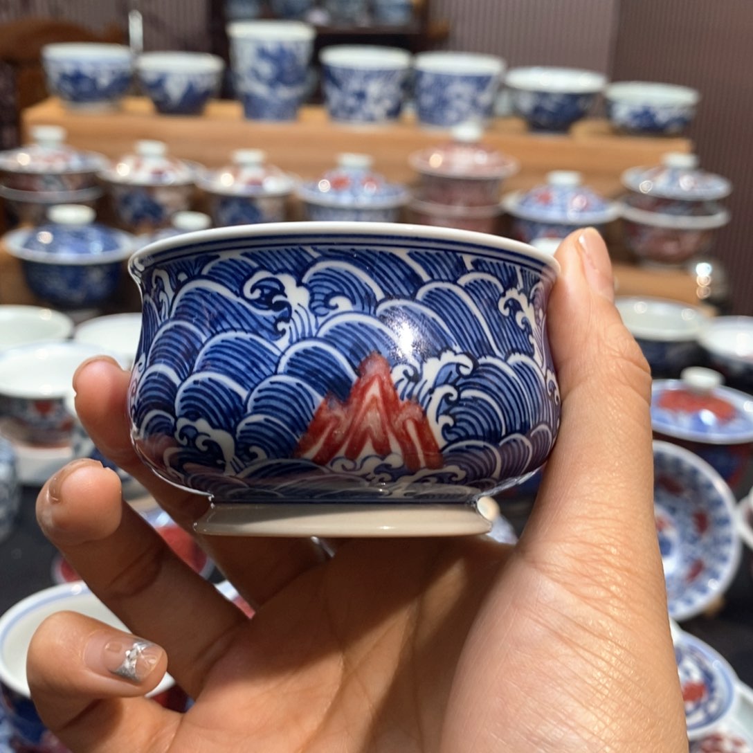 福山寿海炉式杯原矿手绘