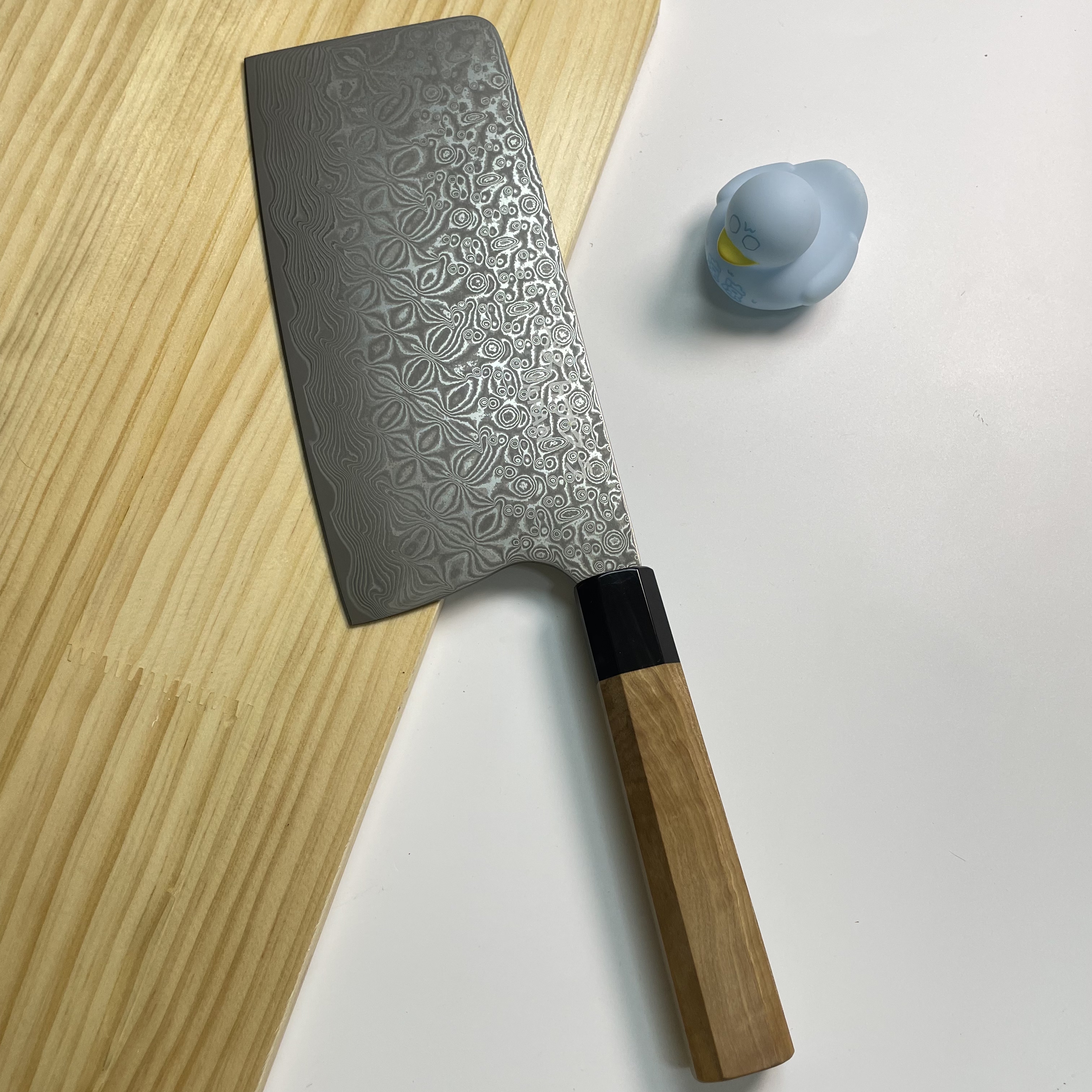 外贸库存尾货 厨房锋利粉末钢大马士革通体夹钢切菜切肉菜刀