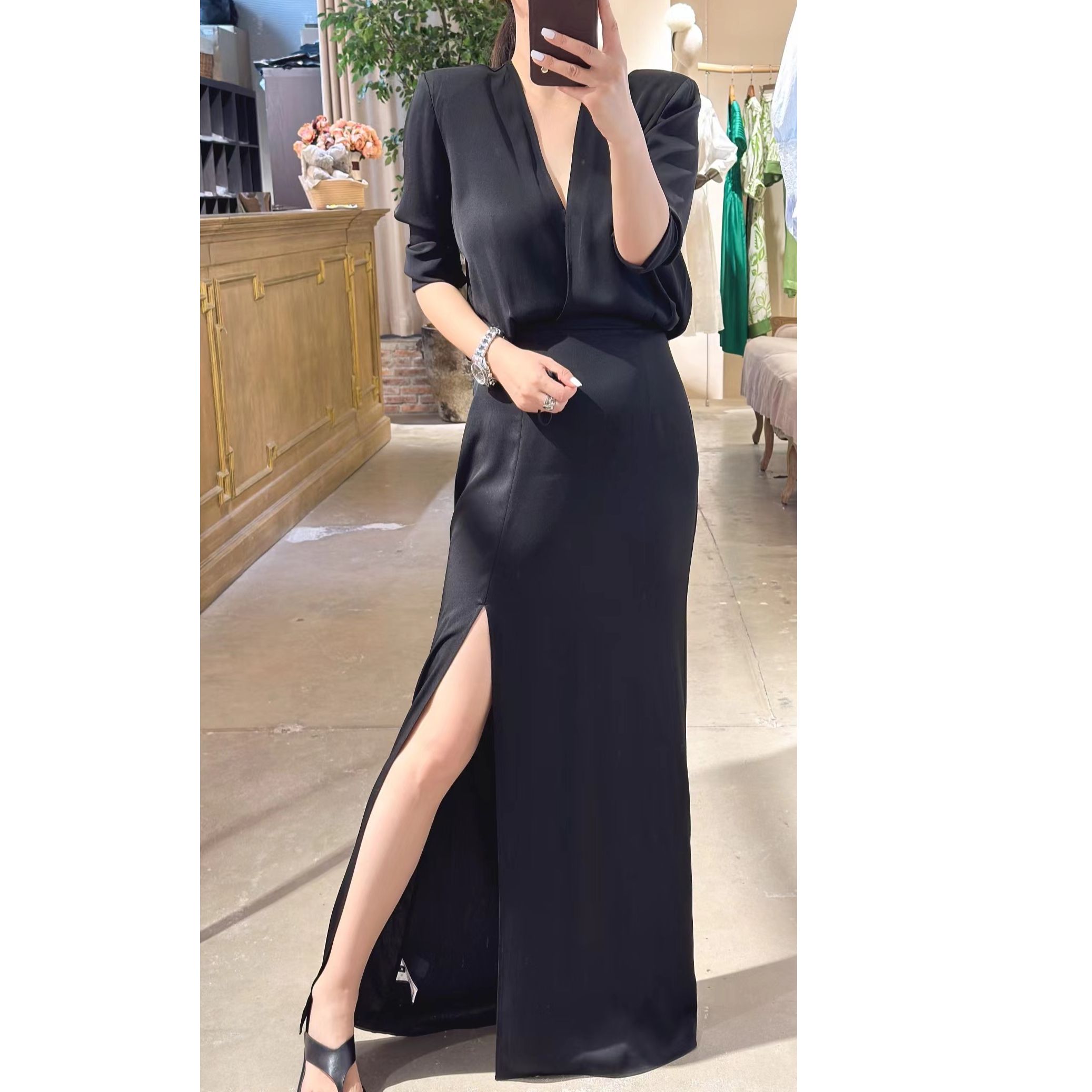 【肆姐高定】设计师款开叉连衣裙X1276