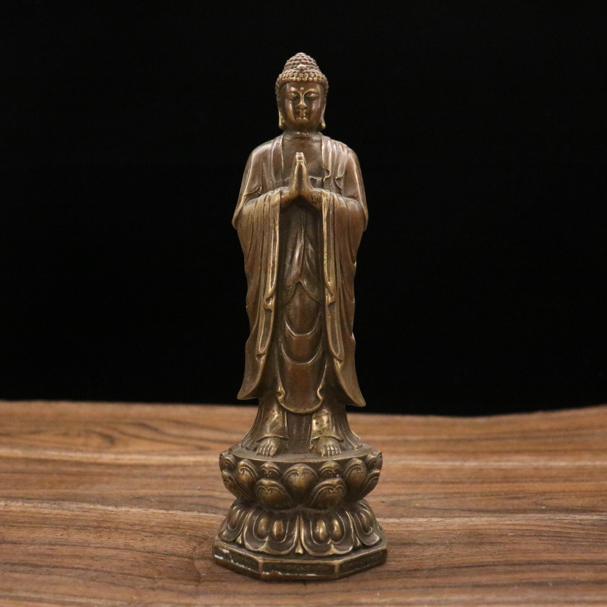 释迦牟尼佛站像如来佛黄铜长7宽7高22厘米重摆件0.87千克