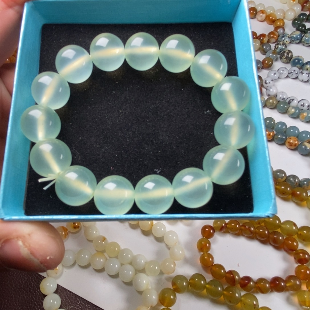 蛇纹石玉未镶嵌手链精品岫玉淡绿冰卡14无科技