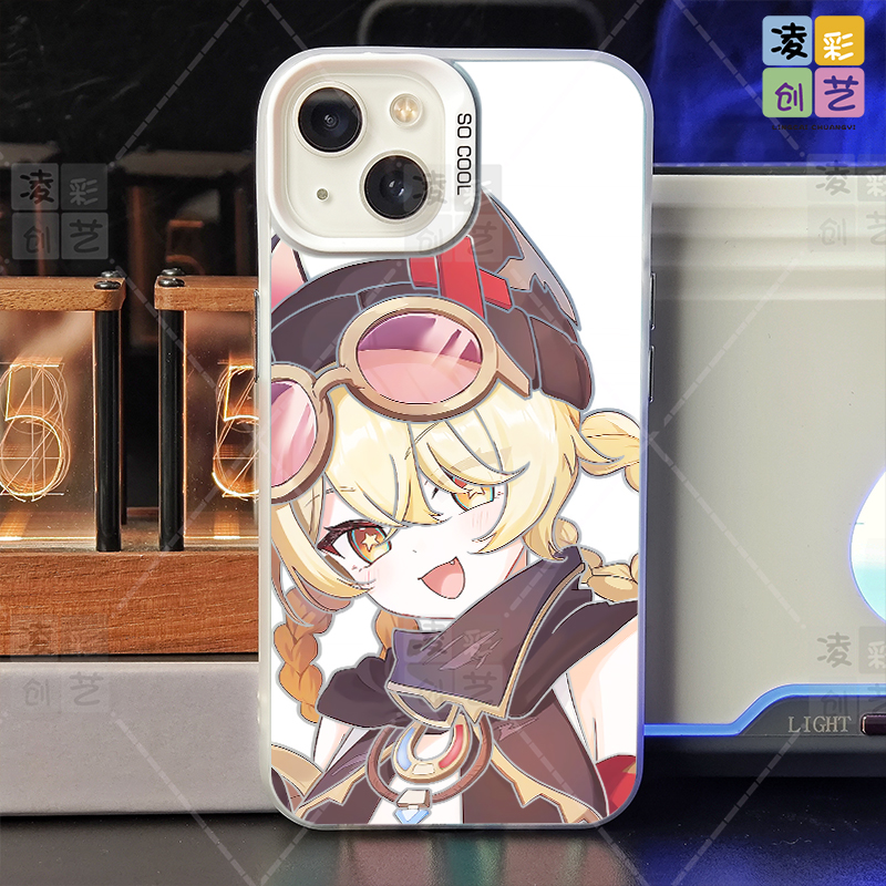 凌彩创艺手机壳适用苹果小米华为可爱雅珂达原神周边大孔彩银壳