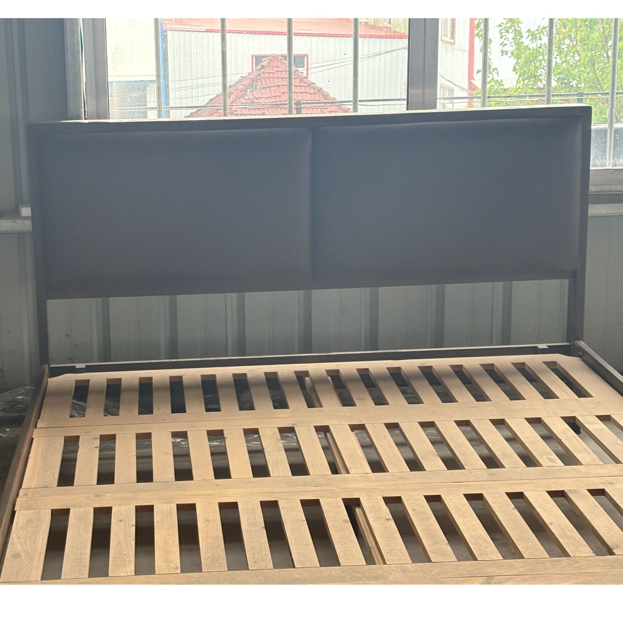 1.5米小插榫软包床实木床橡木美式软包床