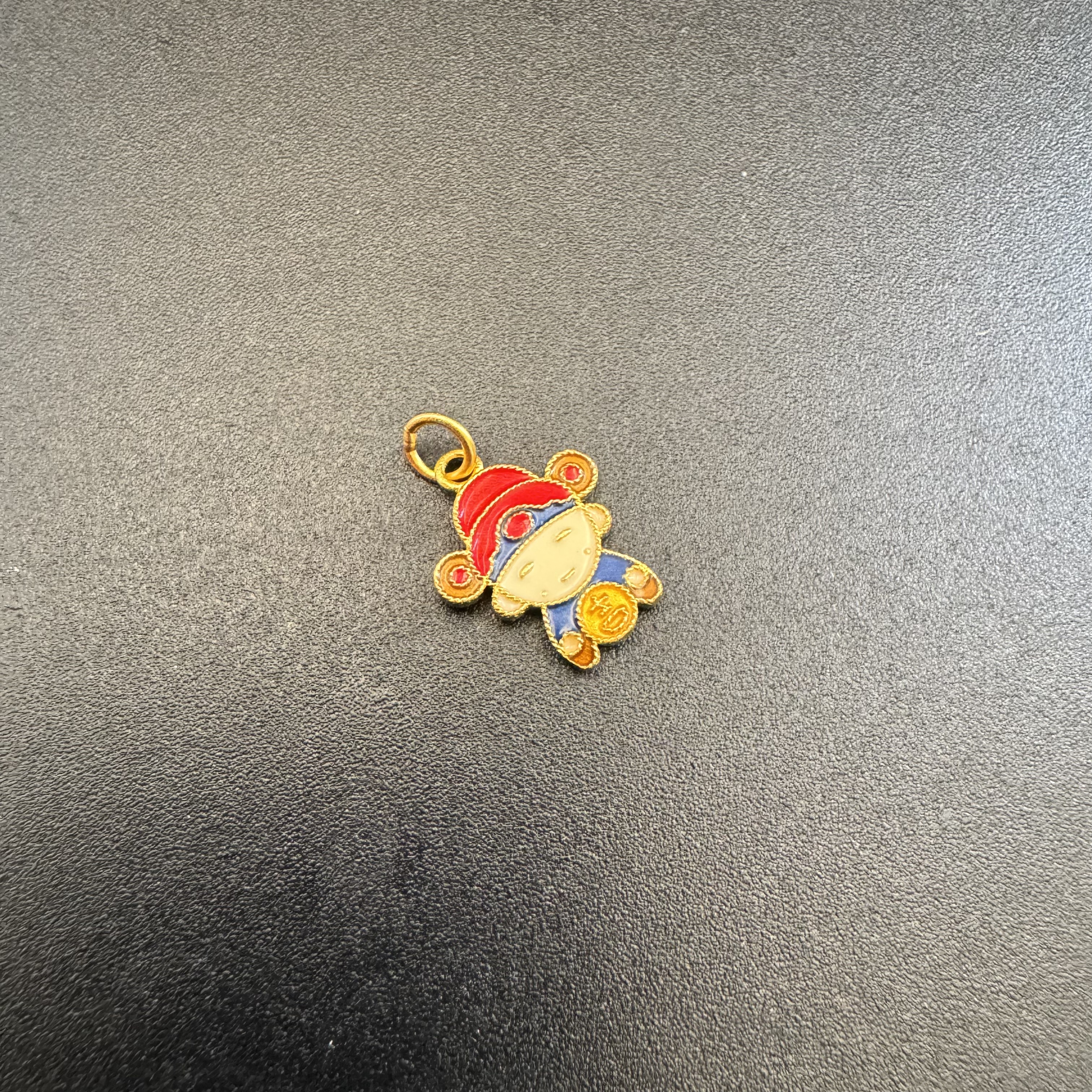  足金999  古法黄金 珐琅彩财神提溜配饰