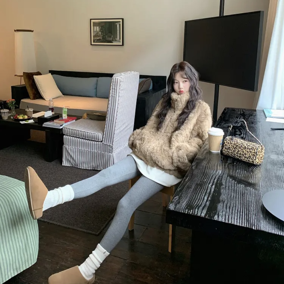 《柿子定制》暮光琥珀常规冬季加厚小胡羊短外套气质网红短外套