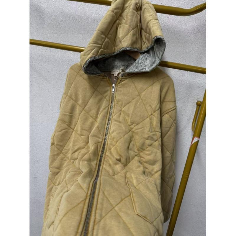 唯琳剪标C15-11-2210款  黄色做旧连帽拉链夹棉外套