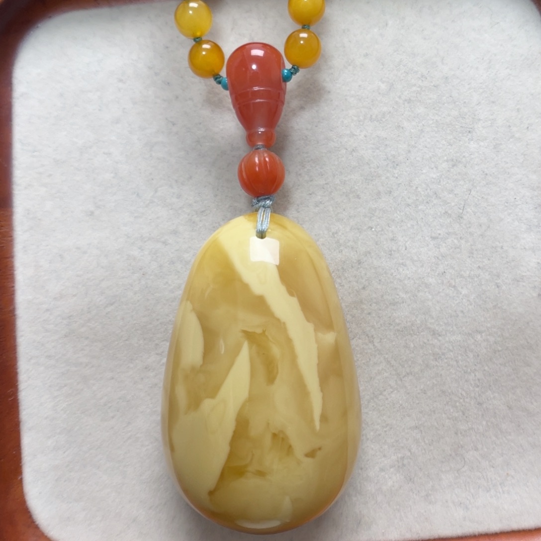 蜜蜡未镶嵌项链吊坠