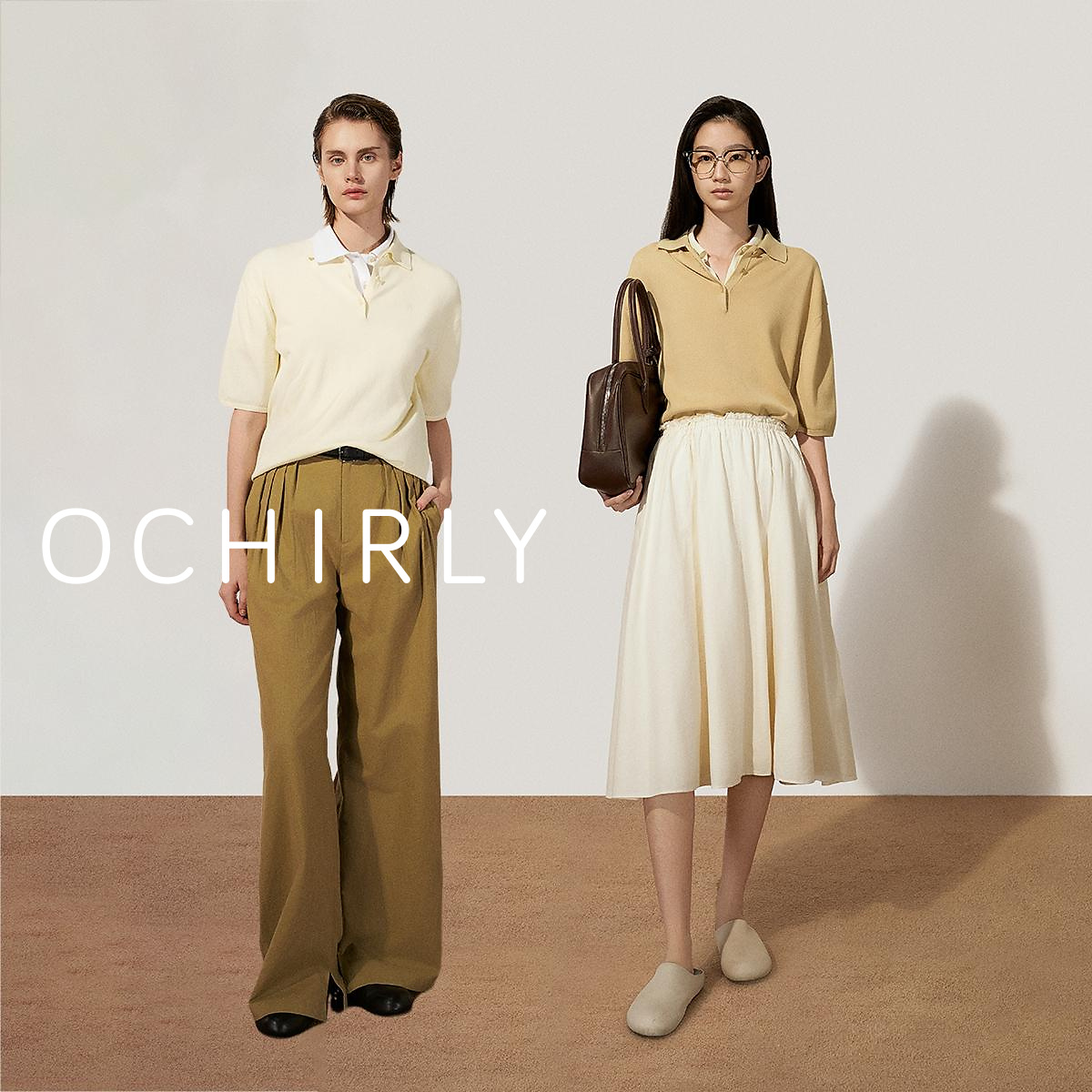 OCHIRLY欧时力 100%新疆棉短袖针织衫女Polo领休闲2025夏季新品