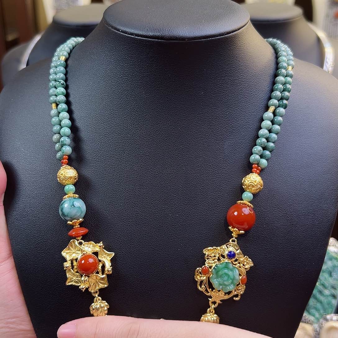 翡翠项链银S925镶嵌项链