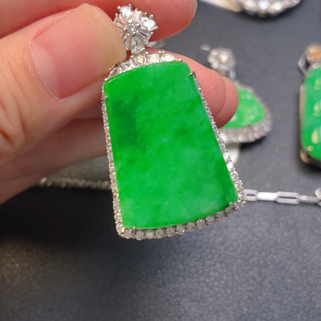 翡翠银S925镶嵌吊坠(不含链)