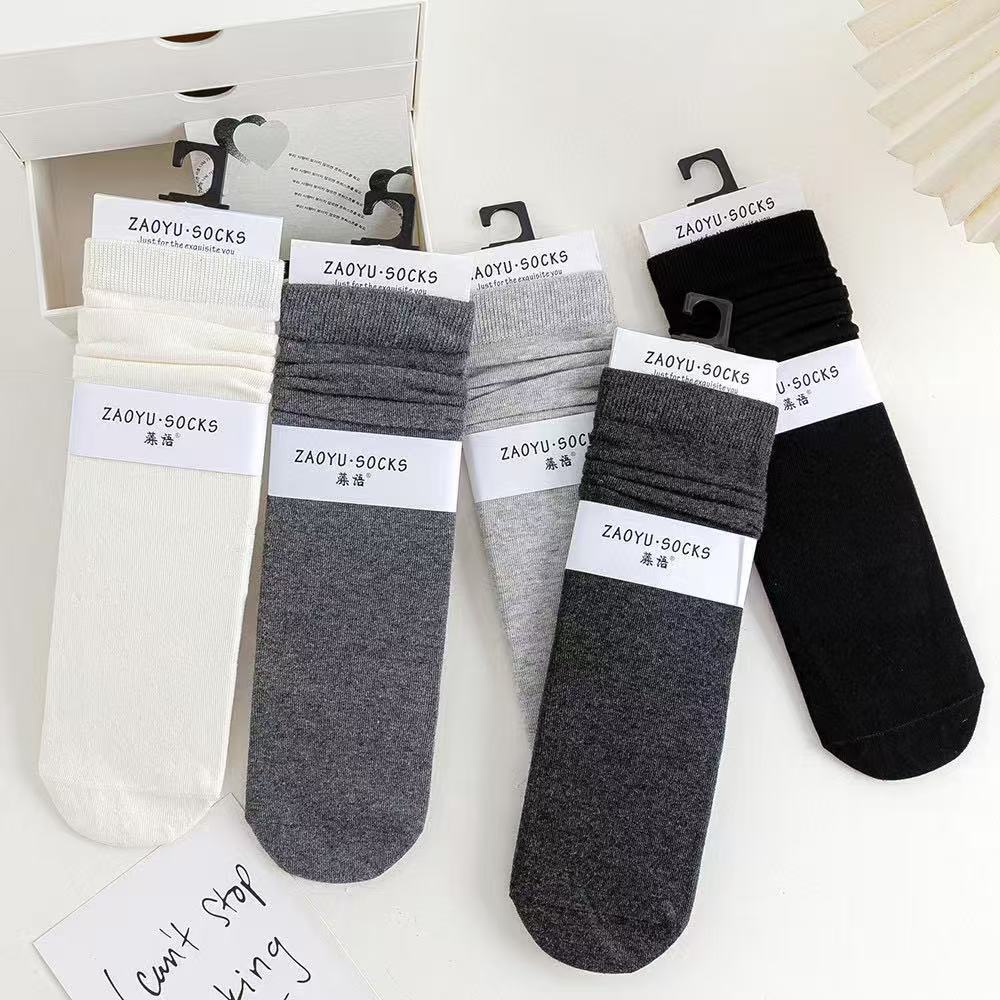 羊毛袜子女秋冬季百搭中筒加厚羊绒保暖堆堆袜