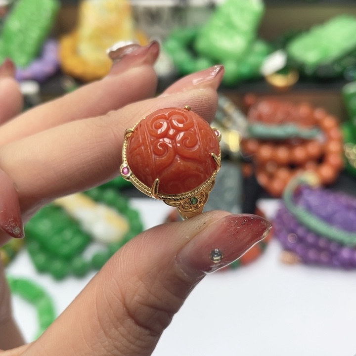 翡翠未镶嵌手链戒指23