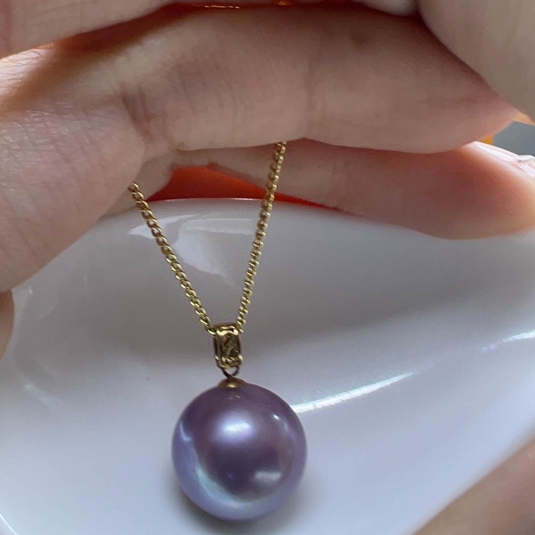 淡水珍珠18K金镶嵌吊坠(赠链)